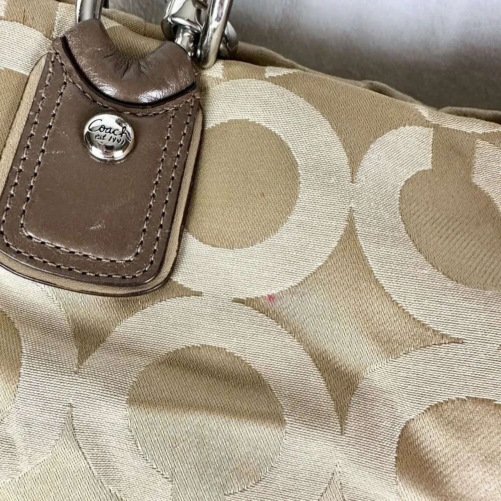 Coach Kristen Signature Op Art Hobo Purse Sateen Zip Top
